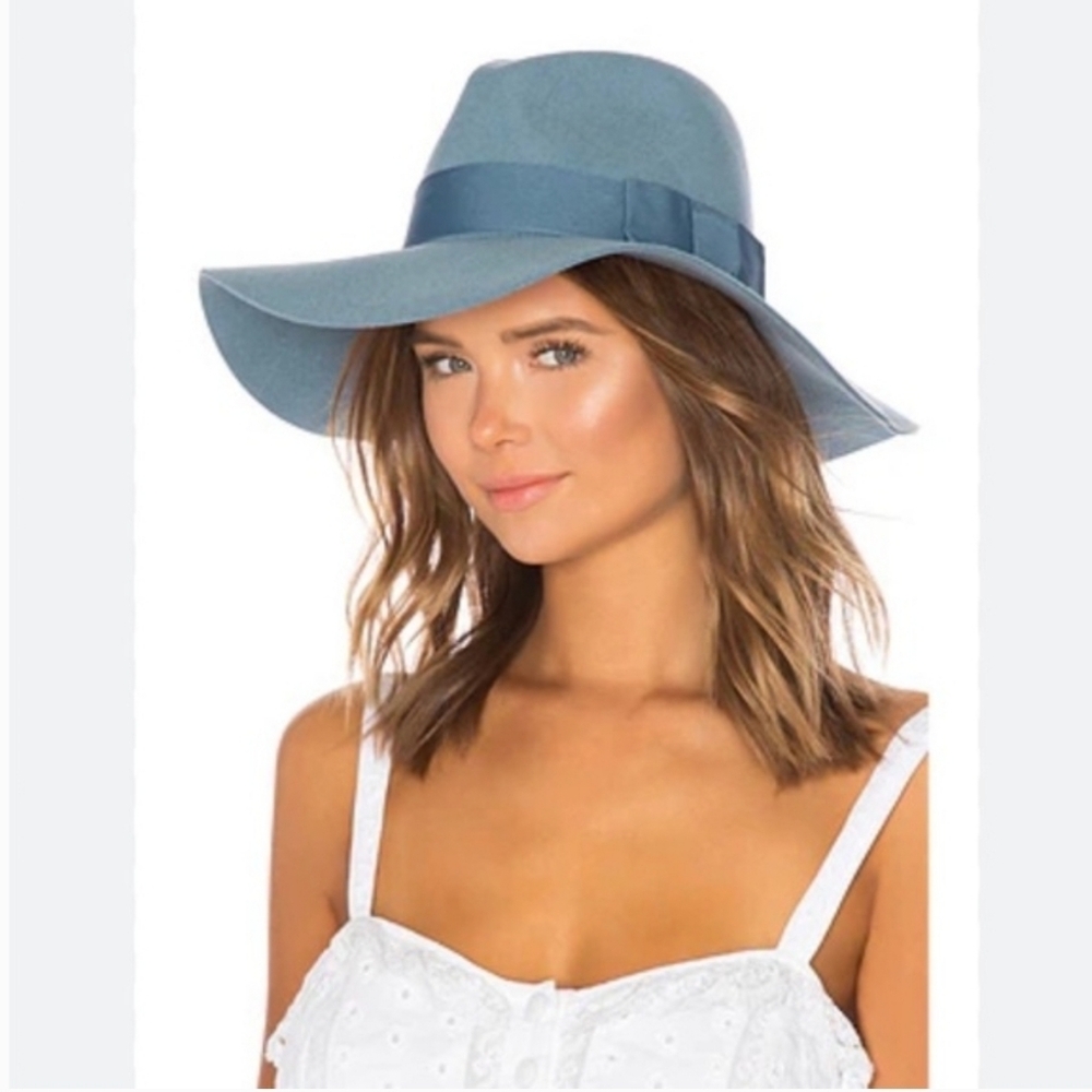 Brixton Piper Hat Floppy Wool Fedora Smoke Blue Size M